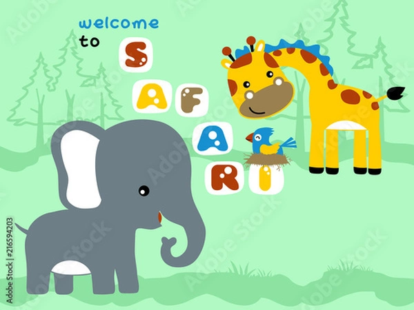 Fototapeta vector cartoon of nice safari animals