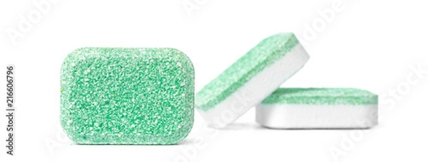 Fototapeta Dishwasher tablets on a white background isolate