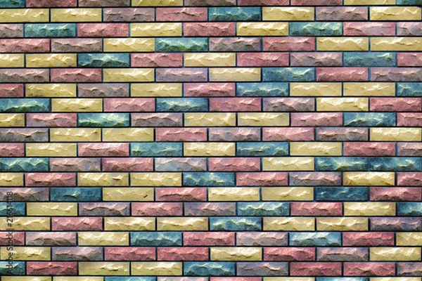 Fototapeta fragment of the wall with masonry of decorative bricks in different color schemes