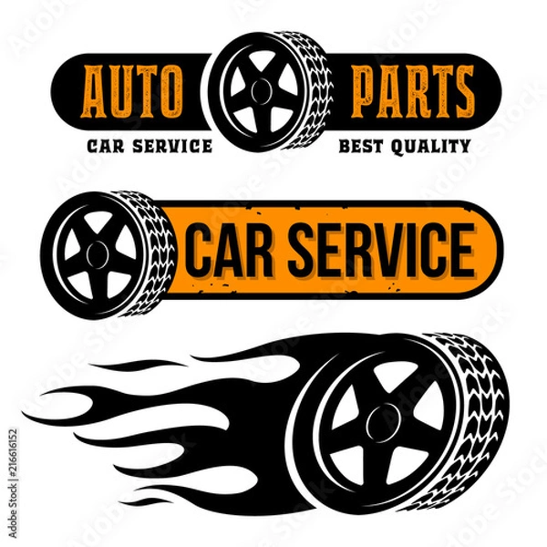 Fototapeta Car wheel logo emblems template set 