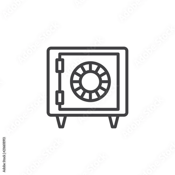 Fototapeta Safe outline icon. linear style sign for mobile concept and web design. Safebox simple line vector icon. Symbol, logo illustration. Pixel perfect vector graphics