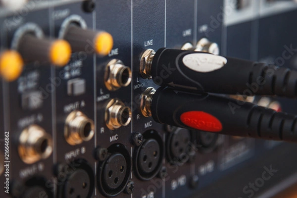 Obraz 5729542 Input sockets on PA system with jack plug
