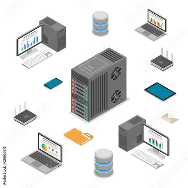 Obraz Data Network Technology Isometric