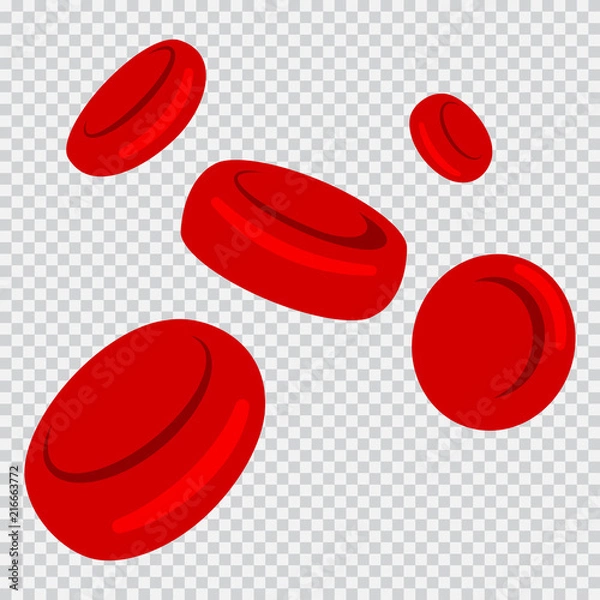 Fototapeta Red blood cells vector cartoon flat icon set isolated on a transparent background.