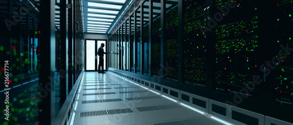 Fototapeta Backup cloud data service center. 3D rendering