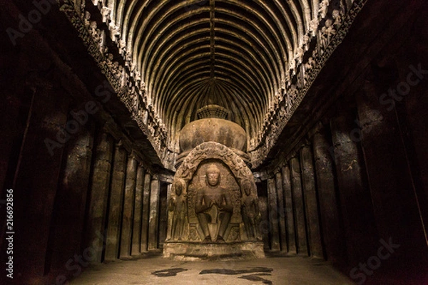 Obraz Kailasa rock-cut ancient Hindu temples located in Ellora. Ellora Caves In India