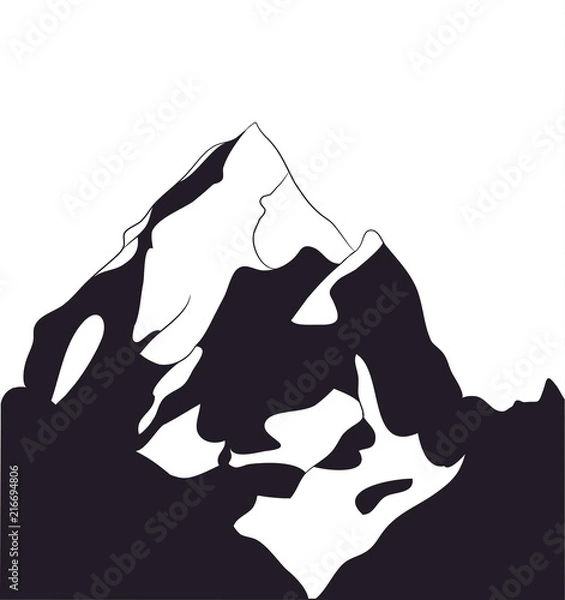 Obraz landscape mountains, silhouette, vector