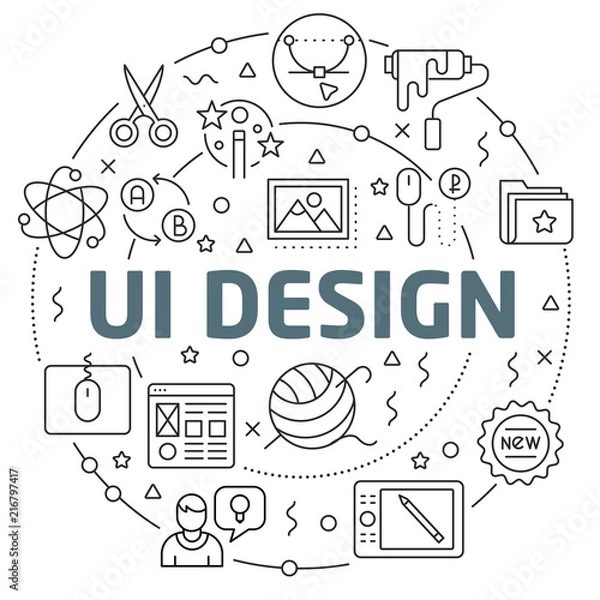 Fototapeta Flat lines illustration for presentation ui design