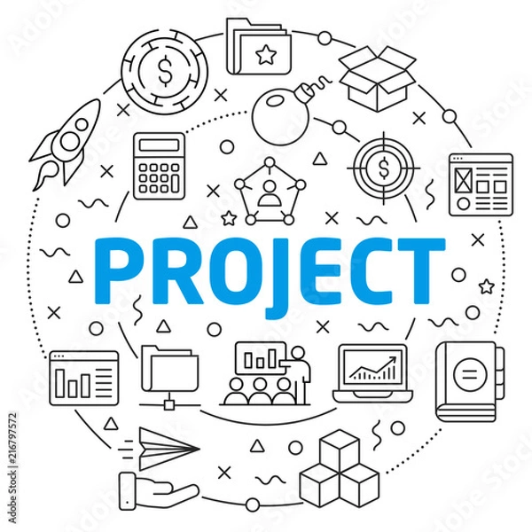Fototapeta Flat lines illustration for presentation project