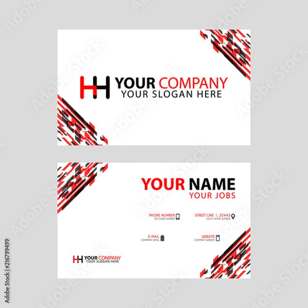Fototapeta Logo HH design with a black and red business card with horizontal and modern design.