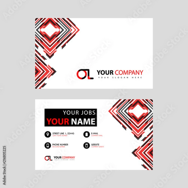 Fototapeta Letter OL logo in black which is included in a name card or simple business card with a horizontal template.