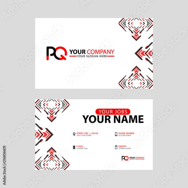 Fototapeta Modern business card templates, with PQ logo Letter and horizontal design and red and black colors.