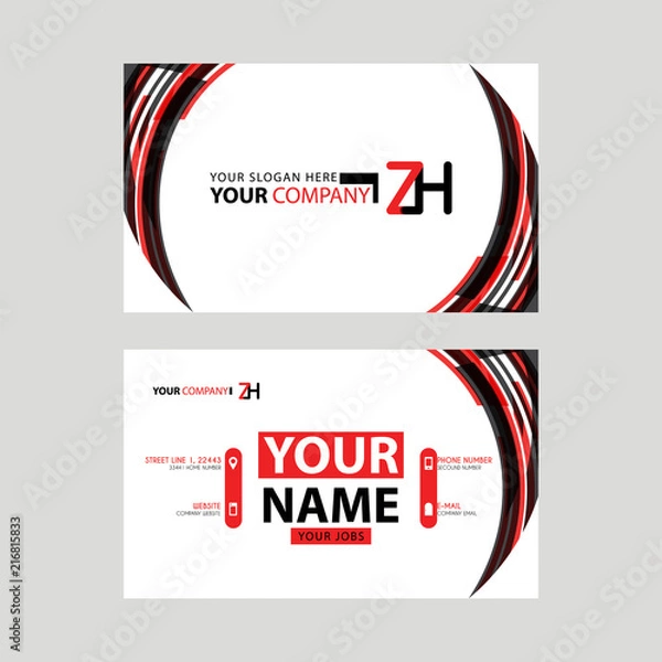 Fototapeta Modern business card templates, with ZH logo Letter and horizontal design and red and black colors.