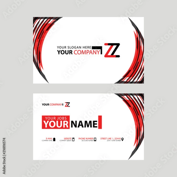 Fototapeta Modern business card templates, with ZZ logo Letter and horizontal design and red and black colors.