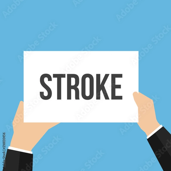 Obraz Man showing paper STROKE text