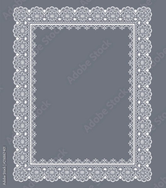 Fototapeta White lace frame