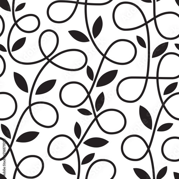 Obraz Seamless linear pattern with thin curl lines and scrolls. Vector illustration