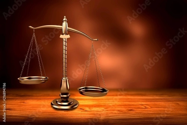 Fototapeta Law scales on table