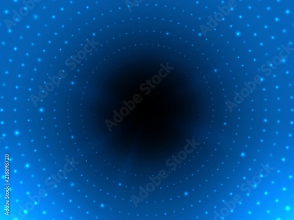 Fototapeta Abstract digital tunnel with light at the end. Futuristic cyber background. Bright glowing pipe. Modern backdrop for web. Vector illustration