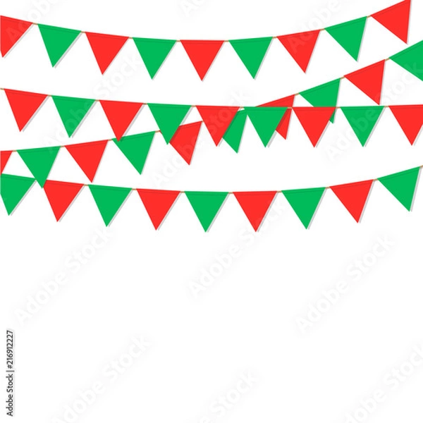 Fototapeta bunting flag red and green color