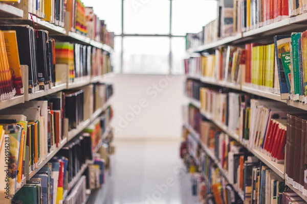 Obraz Front view from a book hall in a library. Through this image we can find things about education, study, school, science and mutch more.