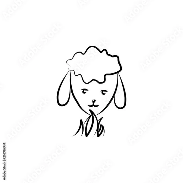 Fototapeta head of a sheep icon in sketch style. Element of sheep for mobile concept and web apps illustration. Sketch icon for website design and development, app development