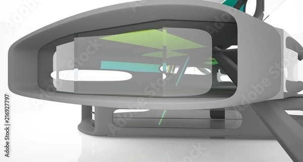 Obraz Abstract dynamic interior with black and colored gradient smooth objects. 3D illustration and rendering