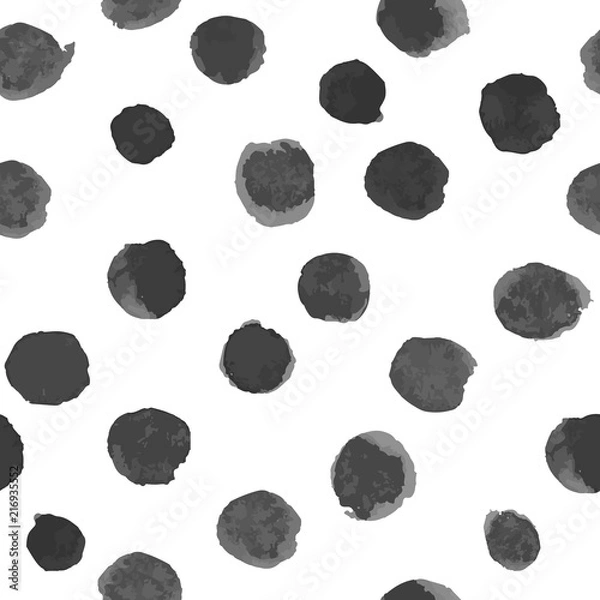 Obraz Vector Watercolor Polka Dot Pattern Middle Grey on White
