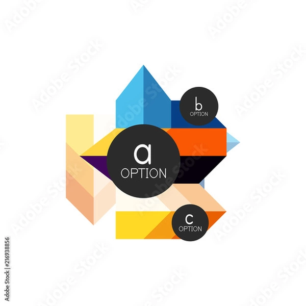 Fototapeta Abstract colorful geometric option infographics design template with sample abc options. Abstract background for business presentation or information banner