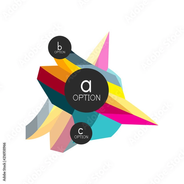 Fototapeta Abstract colorful geometric option infographics design template with sample abc options. Abstract background for business presentation or information banner