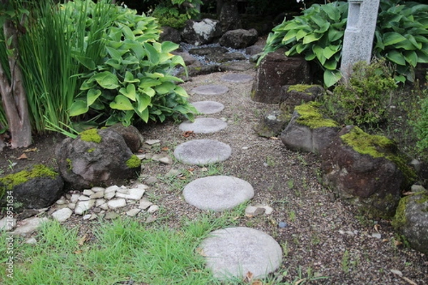 Obraz 自然, 庭, あばたのある, パス, 森, 緑, 木, 植える, 草, 風景, サマータイム, 道, 岩, 水, 公園, コケ, トレイル, 葉, ステップ, とぶ, 木, ナチュラル, 木の葉, 岩