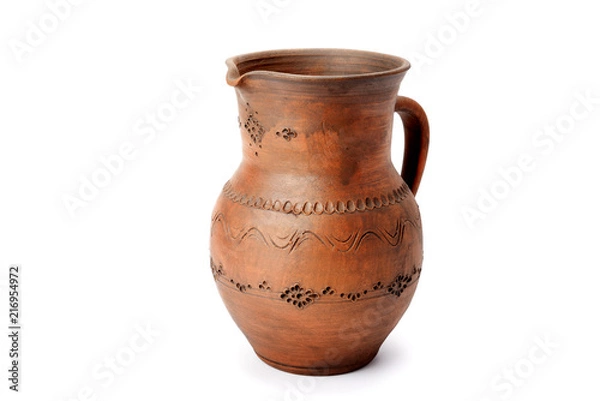 Fototapeta Clay pot isolated on white background.