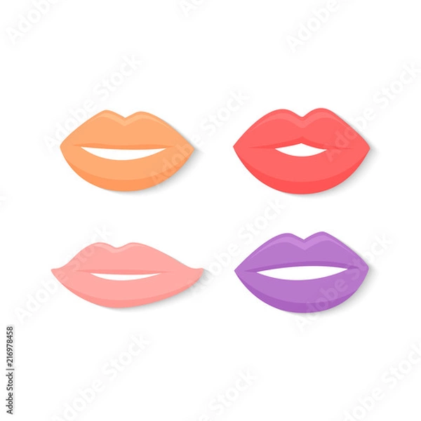 Fototapeta lip icon vector design set, colorful lip shape vector template