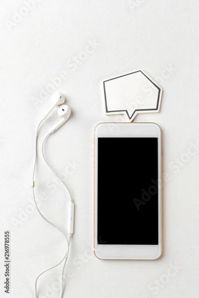Fototapeta phone with blank speech bubble