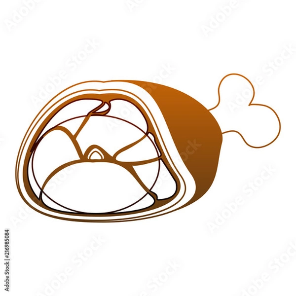 Fototapeta Pork ham isolated vector illustration graphic design