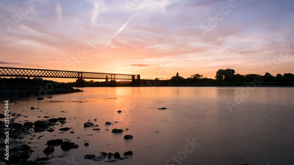 Obraz Sunset at the Rhine valley next to Koblenz, on the opposite side: Neuwied
