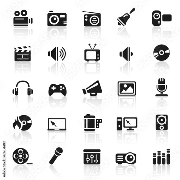 Fototapeta set 11 - entertainment icons - black series