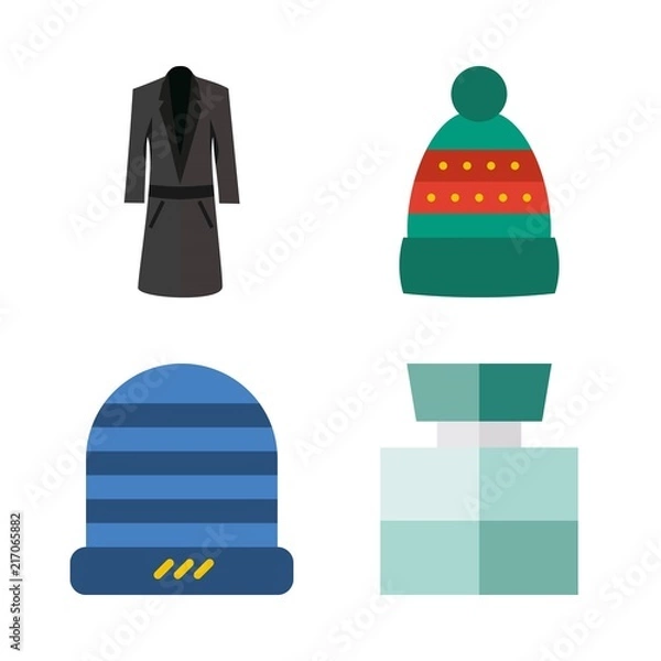 Obraz winter vector icons set. cologne, winter hat and long coat in this set