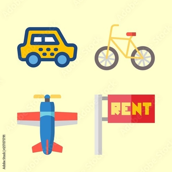 Fototapeta travel vector icons set. maps and flags, taxi, bicycle and plane in this set