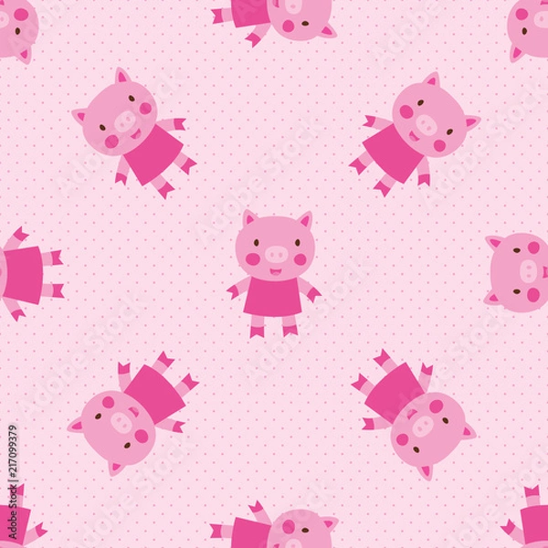 Fototapeta Cute pigs seamless pattern