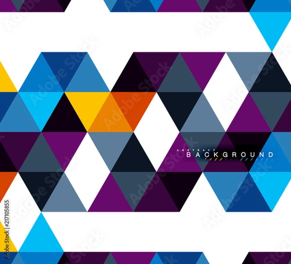 Fototapeta Multicolored triangles abstract background, mosaic tiles concept