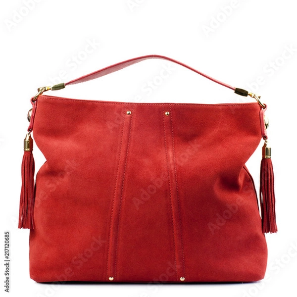Obraz Red handbag isolated on white background.