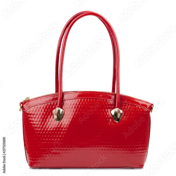 Obraz Red handbag isolated on white background.