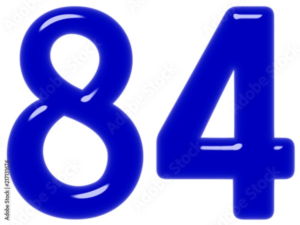 Fototapeta Numeral 84, eighty four, isolated on white background, 3d render