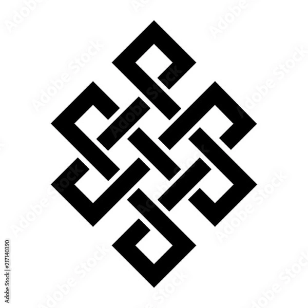 Fototapeta „Wnętrzności Buddy / Wnętrzności Buddy” (Niekończący się węzeł lub Odwieczny węzeł, węzeł szczęścia) - symbol nierozłączności i zależnego powstania istnienia i wszystkich zjawisk we Wszechświecie.