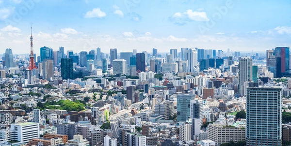 Obraz 東京　青空と都市風景