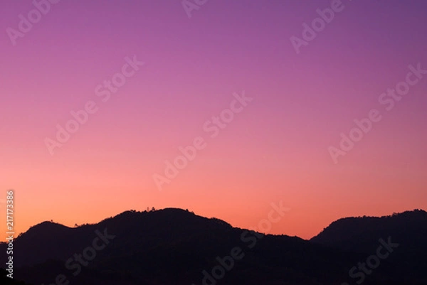 Obraz twilight sky and silhouette mountain 