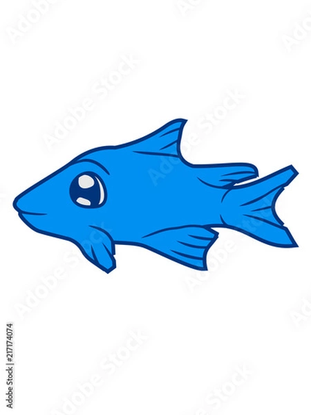 Fototapeta comic cartoon gesicht süß niedlich fisch angeln schwimmen meer köder fischen see tauchen aquarium silhouette umriss