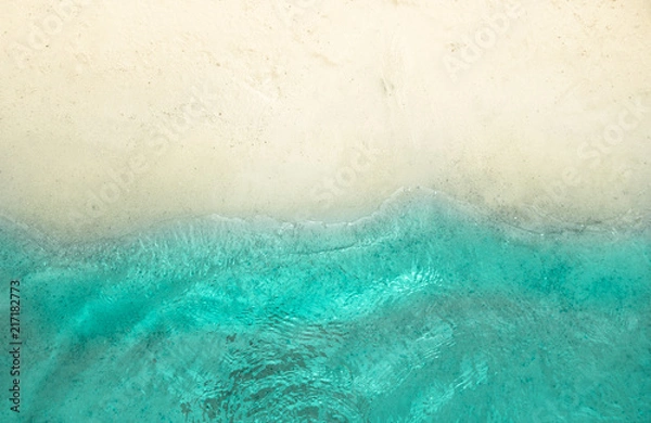 Fototapeta horizon background yellow sea beach sand and blue sea surf