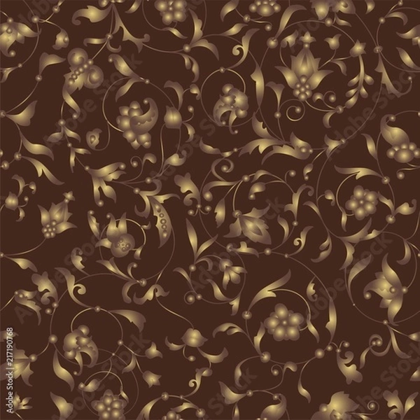 Obraz Seamless pattern with golden ornament. Chocolate theme